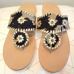 Jack Rogers Green camouflage Captiva sandals thong flip flops size 8 excellent